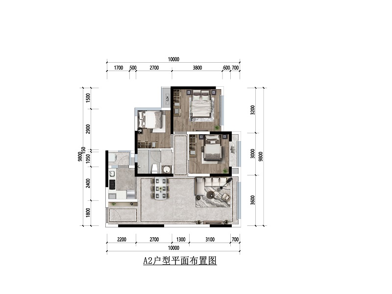 A2户型图-86㎡